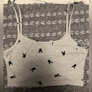PLAYBOY by Pacsun gray and black cropped tank - size xs